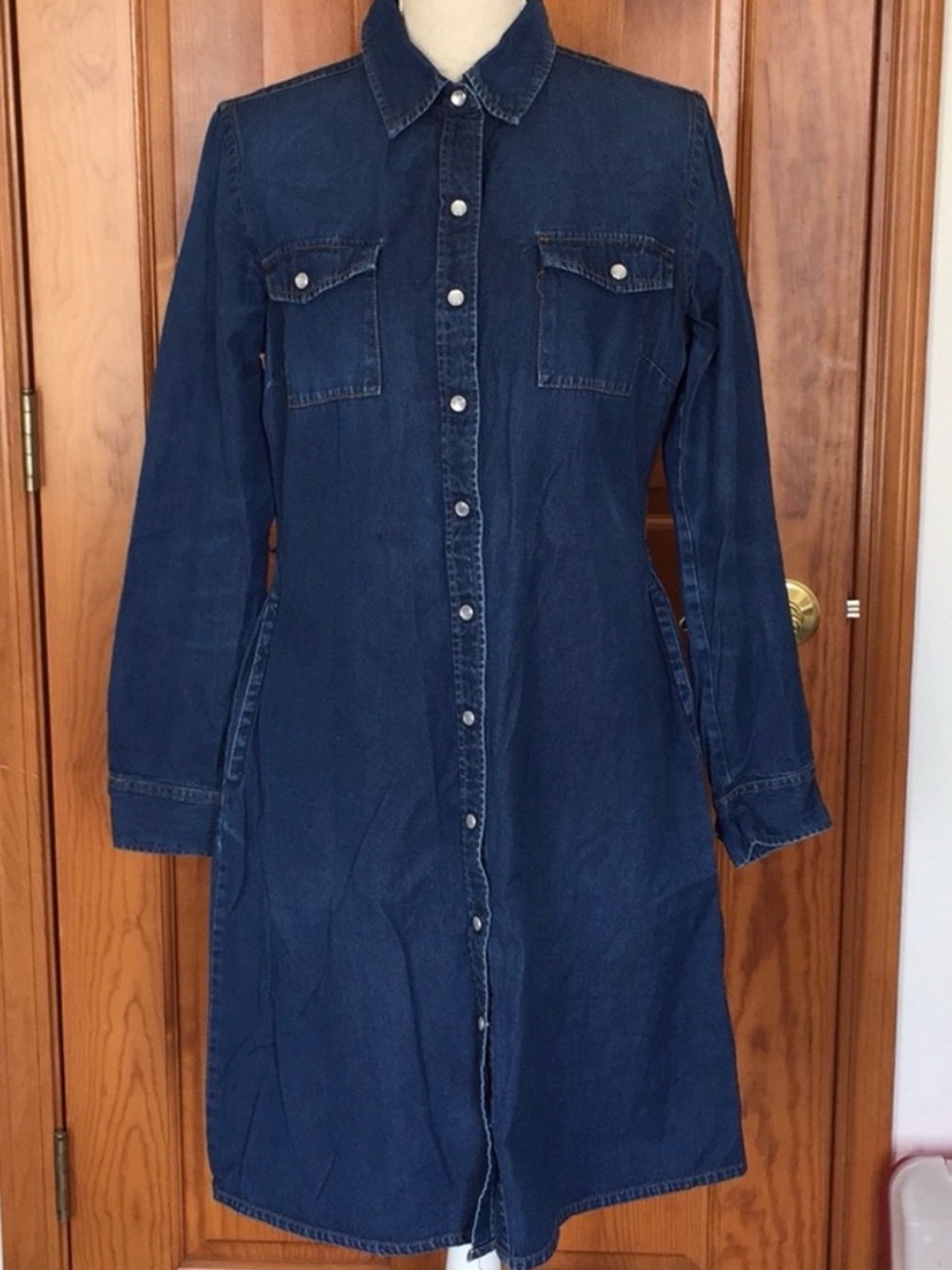 Isaac Mizrahi Dark Indigo Denim Shirt Dress - Long Sleeve